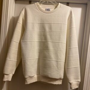Zara Men's Textured Cream Crewneck Sweater